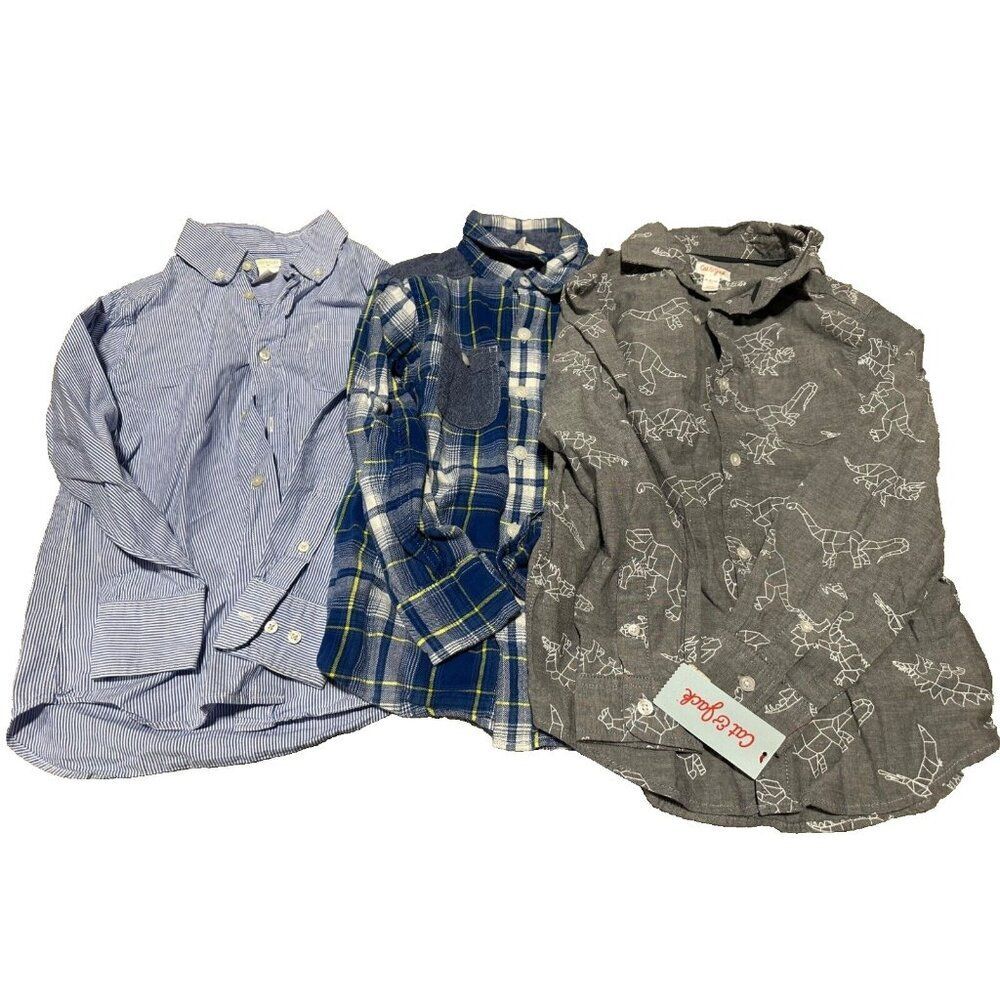 Youth Boys Size 8 Button Down Casual Dress Shirts 3 piece Bundle